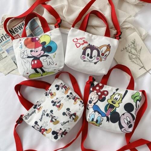 Fashion Disney Girls Bag Childrens Mickey Minnie Mouse Canvas Bag Baby Cartoon Backpack Handbag Boy Girls Pupils Shoulder Bag