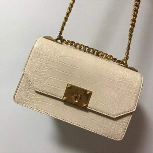 2020 Ladies New PU Leather Solid Color Fashion Crocodile King Bag Flip Shoulder Bag Messenger Girl Bag