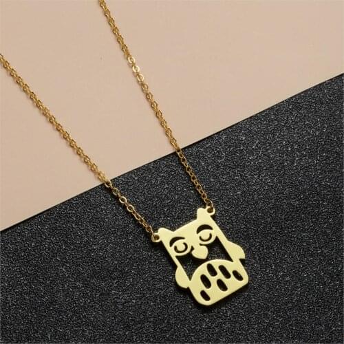 Stainless Steel Night Owl Animal Necklace For Women Children Baby Lovely Jewelry Cute Chain Charm Pendant Necklace Gift Collier