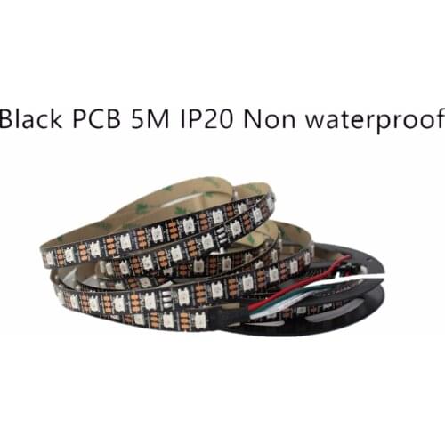 5m 5V WS2812B 60LED/M Dream Color RGB Pixel LED Strip Black PCB,Built-in WS2811 IC Individually Addressable IP20 Non waterproof