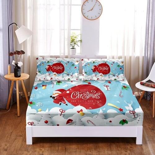 Gift Pocket 3pc Polyester Solid Fitted Sheet Mattress Cover Four Corners With Elastic Band Bed Sheet(2 pillowcases)