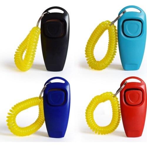 Portable Animal Dog Clicker Whistle Training Pet Trainer Click Puppy Training Tools with Wrist Strap Key Ring for Dogs Cats Pets