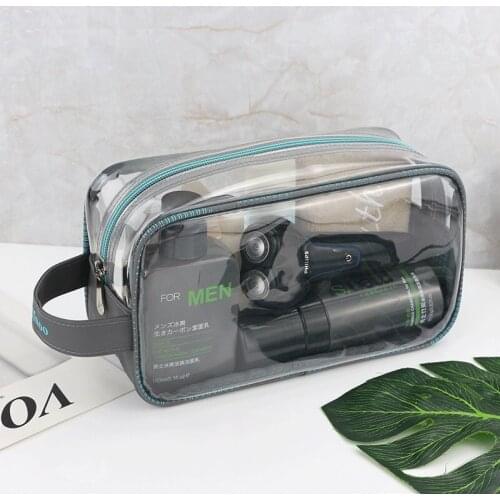 Men Transparent Cosmetic Bag Travel Toilet Makeup Organizer Women Toiletry Bags Waterproof Necessaire PVC TPU Clear Zipper Pouch