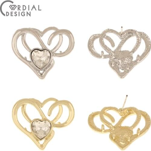 Cordial Design 50Pcs 23*27MM Rhinestone Earring Stud/Rhodium/Earring Accessories/Hand Made/Jewelry Finding & Components