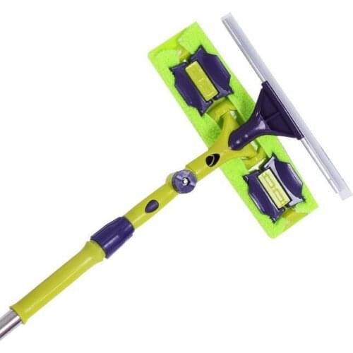 Glass wiper household telescopic rod double-sidedwindow cleaning tool Long Handle Rotating Head Brush Window Cleaner Squeegee