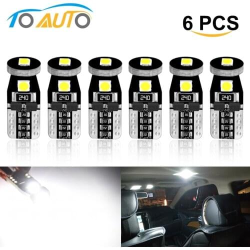 6pcs 194 168 T10 W5W LED Canbus Error Free LED Bulbs Super Bright 3030 Chips Car Dome Reading Lights License Plate Lamp Auto 12V