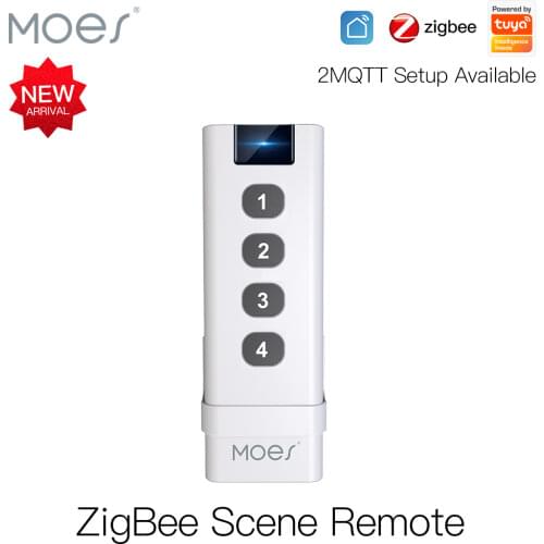 Moes Smart ZigBee Scene Switch 4 Gang Remote Hand-held Zigbee Hub Required No limit to Control for Smart Home Automation