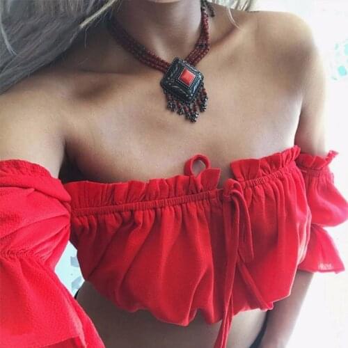 Womens Strapless Off Shoulder Ruffled Crop Tops Summer Solid Color Lantern Sleeve Chest Wrap Elastic Ruched Blouse Streetwear