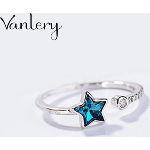 Personality Exaggerated Gothic Blue Star Rings For Women Charm Engagement Jewelry Girls Open Finger Knuckle Rings