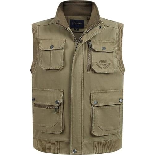 High Quality Multi Pocket Vest For Men Spring Autumn Male Casual Photographer Work Cotton Sleeveless Jacket With Many Pockets
