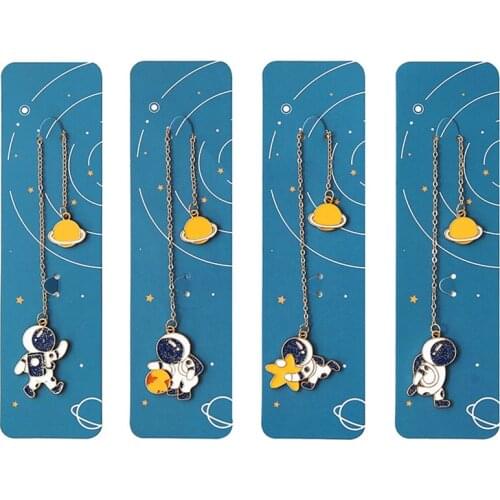 1PC Cute Astronaut Moon Walker Metal Bookmarks Marker of Page Stationery Accessories