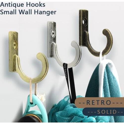 10PCS Antique Brass Bronze Mounted Wall Door key Hangers Hat Coat Robe Hooks Vintage Decorative Small Buckle Horn Lock Hangings