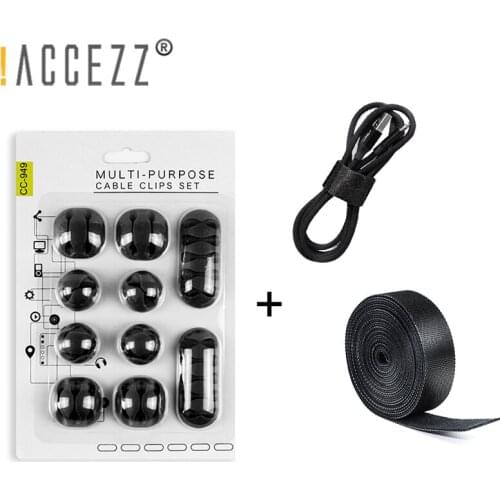 !ACCEZZ 10PC 1m Cable Winder Organizer For iPhone Earphone Mouse Wire HDMI Cable Free Cut Management Clip Holder Cord Protection