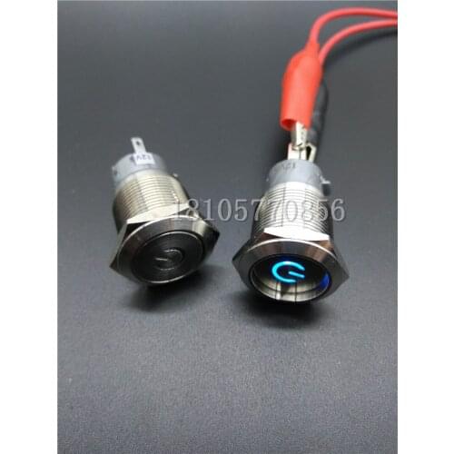 2pcs 19mm metal button stainless steel self-locking button switch band LED angel eye power symbol water proof auto modification