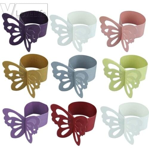 25pcs Fashion Many Colors Wedding Napkin Holder Paper Butterfly Napkin Rings Weddings Home Party Serviette Table Decoration