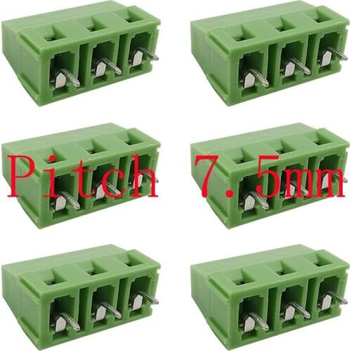 5/10/20Pcs Green KF128-7.5-3P 10A/300V 3 Pin Pitch 7.5mm Straight Needle Spliced PCB Screw Terminal Block Connector