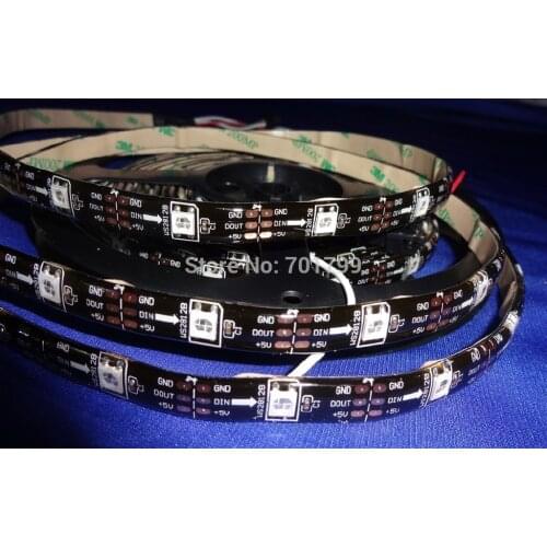 5m DC5V BLACK PCB WS2812B led pixel srip,IP65,30pcs WS2812B/M with 30pixels;waterproof in silicon coating
