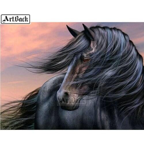 New 5d diy diamond painting black horse icon full square / round drill 3d diamond embroidery resin mosaic home decoration SE19