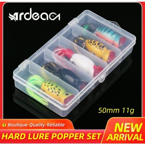 Ardea Hard Lure box Popper 5pcs 50mm 11g Trolling bait Squid Skirts Floating Wobblers Artificial Saltwater Bait Bass GT Peche