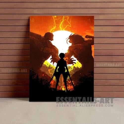 Eren vs Armored Titan Canvas Wall Art Painting Decor Pictures Bedroom Study studio print Living kid Room Home Decoration Prints