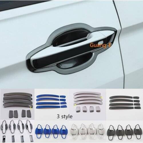 Car Sainless Steel Cover Trim Door Bowl Handle Panel Frame For Volkswagen VW TiguanL Tiguan L MK2 2016 2017 2018 2019 2020 2021