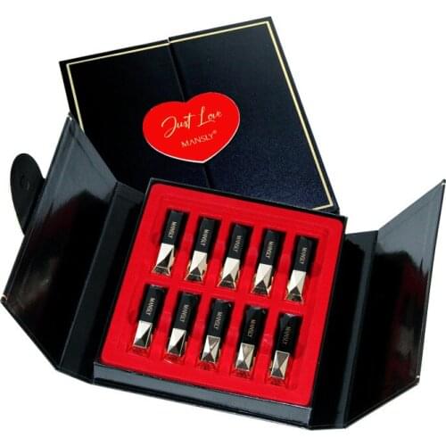 MANSLY 10pcs Velvet Silky Lipstick Makeup Set Matte Waterproof Moisturize Long Lasting Lipstick Cosmetic Valentines Day Gift