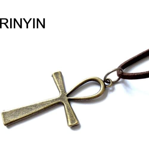 Velvet Necklace Leather Jewelry Punk Jewelry Vintage Necklace Hiphop Rock Style Smooth Egyptian Ankh Cross Pendant M1061