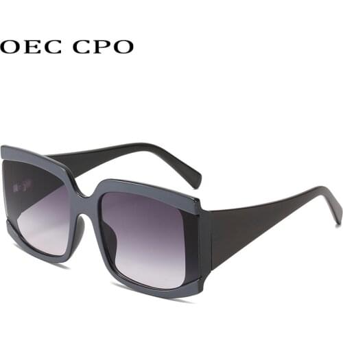 OEC CPO Ladies Big Frame Square Sunglasses Women Brand Vintage Sun Glasses For Female Eyeglasses Men Flat Top Gafas Glasses E669