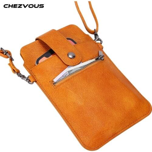 Brand Mobile Phone Case Bag PU Leather Mini Cell Phone Cover Retro Girls Shoulder Bag for iPhone Huawei Samsung Xiaomi Honor