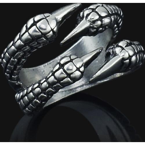 Dormon Unisex Womens Mens Eagle Claw Gothic Titanium Stainless Steel Gothic Punk Biker Ring J027 Size 8-11