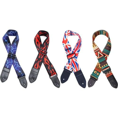 PU Leather Guitar Strap Adjustable Belt Pattern for Bass Folk Acoustic Guitar Musical Instrument Accessories