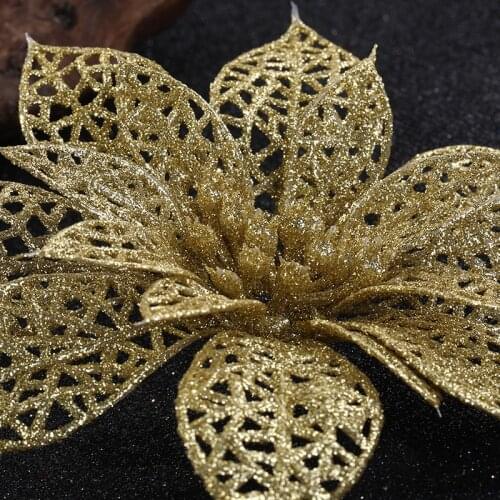 5pcs Glitter Christmas Flower Artificial Flowers Merry Christmas Decorations for Home 2020 Xmas Tree Ornaments New Year Gift