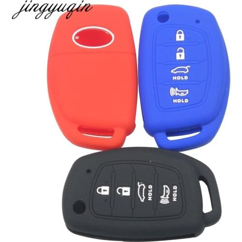 Jingyuqin New 4 Button Flip Silicone Key Case fit for HYUNDAI ix45 Santa Fe Remote Key Cover Fob Protected Holder Car Styling