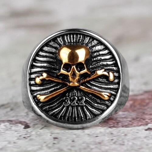 316L Stainless Steel Punk Gothic Skull Men Ring Gold Silver Color Personality Biker Ring for Men Boy Jewelry Accessories Gift