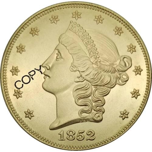 United States 1852 1852 O Liberty Head Double Eagle Value Twenty Dollars Gold Brass replica coins