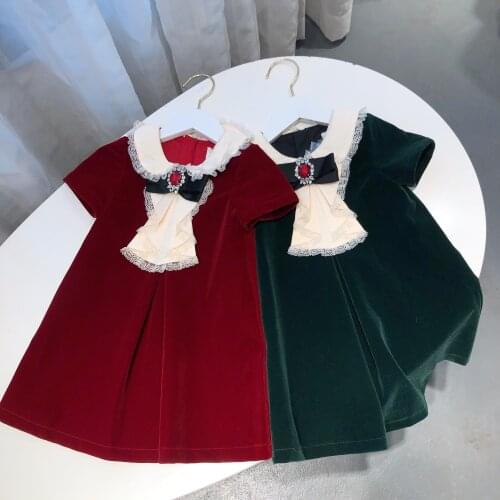 Fashion Autum winter Girl Party Dress Princess Black Dress Children Velvet birthday party wedding Boutique kids Girl