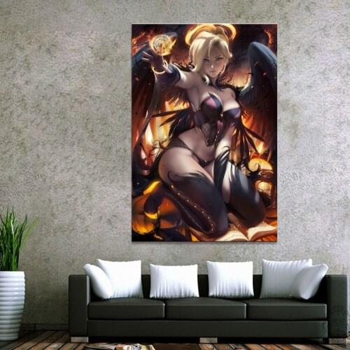 Home Decor Modular Canvas Picture 1 Piece Sexy Mercy Overwatch Game Painting Poster Wall For Home Canvas Painting Wholesale