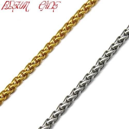 316L Stainless Steel Men Boy Spiga Plait Necklace Men Women Titanium Steel Twist Chain Necklace