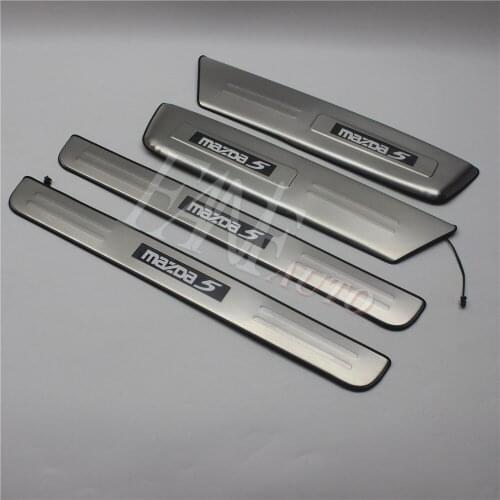 Stainless Steel Led Door Sill Scuff Plate Guard Sills Protector Trim For Mazda 5 Premacy 2010-2018