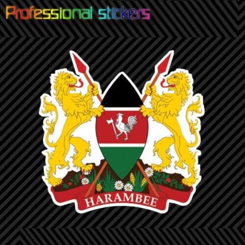 Kenyan Coat of Arms Sticker Decal Self Adhesive Vinyl Kenya Flag KEN KE Stickers for Cars, Bicycles, Laptops, Motos