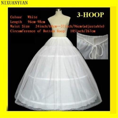 NIXUANYUAN FREE SHIPPING Hot sale 50% off 3 HOOP Ball Gown BONE FULL CRINOLINE PETTICOAT WEDDING SKIRT SLIP H-3