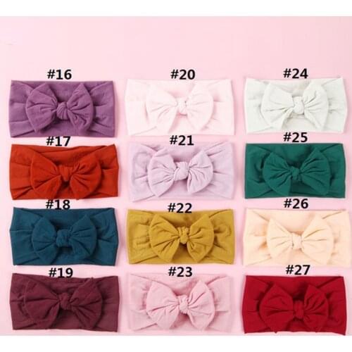 2020 New Cotton Elastic Newborn Baby Girls 27 Color Headband Bowknot Hair Band Children Infant Headband bandeau bebe diadema de
