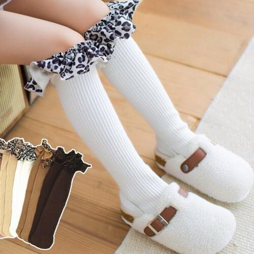 Autumn and Winter Baby Leopard Print Western Style Girls Tube Socks