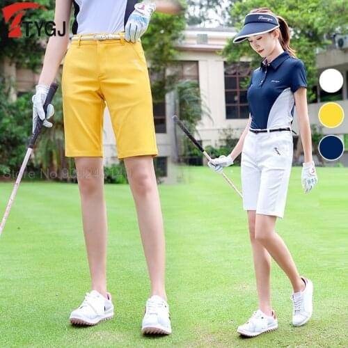 Send Belt! Women Golf Shorts Summer Breathable Soft Short Pants Ladies Elastic Outdoor Short Trousers Slim Fit Golf Clothing