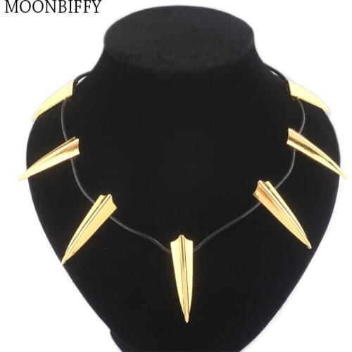 Gold Black Panther Punk Necklaces American Captain Civil War Super Hero T'Claw Cool Necklace For Men Fans Gift