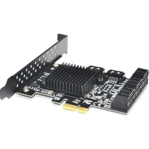 88SE9215 Chip 8 Ports SATA 3.0 to PCIe Expansion Card PCI Express SATA Adapter SATA 3 Converter with Heat Sink for HDD