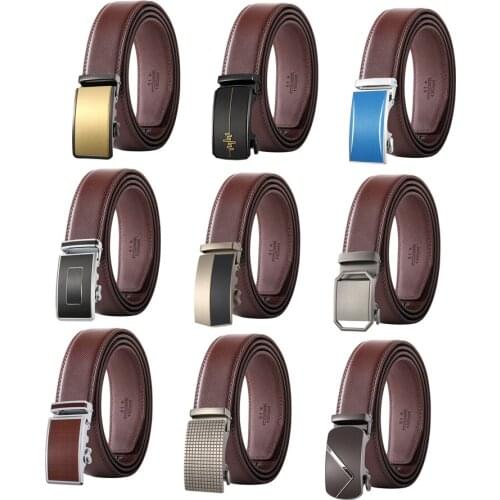 Plyesxale Fashion Designer Men Automatic Buckle Leather Luxury Belt Business Male Alloy Buckle Belts For Men Ceinture Homme B621
