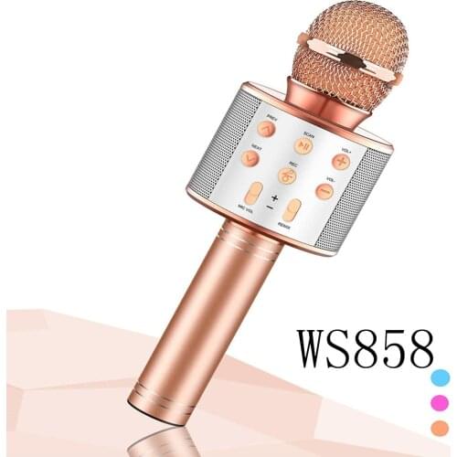 WS858 Portable Bluetooth-compatible Karaoke Microphone Wireless Professional Speaker Home KTV Handheld Microphone