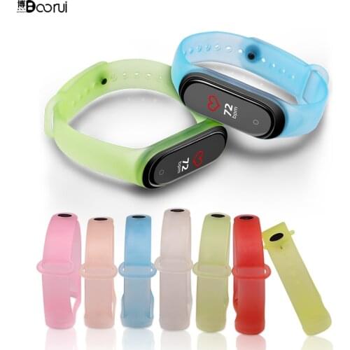BOORUI Transparent mi band 4 strap Colorful Silicone correa mi band 3 Watch Strap for Xiaomi Mi band 4 3