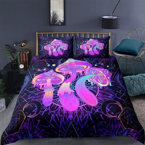 Psychedelic Mushroom Duvet Cover With Pillowcase Colorful Bedding Set Fantastic Abstract Art Teen Bedlinen